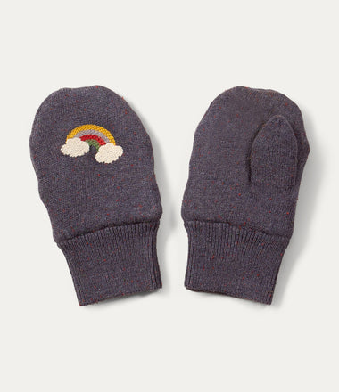 Embroidered Knitted Mittens - Dreamyy Blue