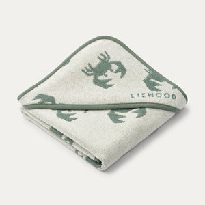 Alba Yarn Dyed Hooded Baby Towel - Crab / Sandy