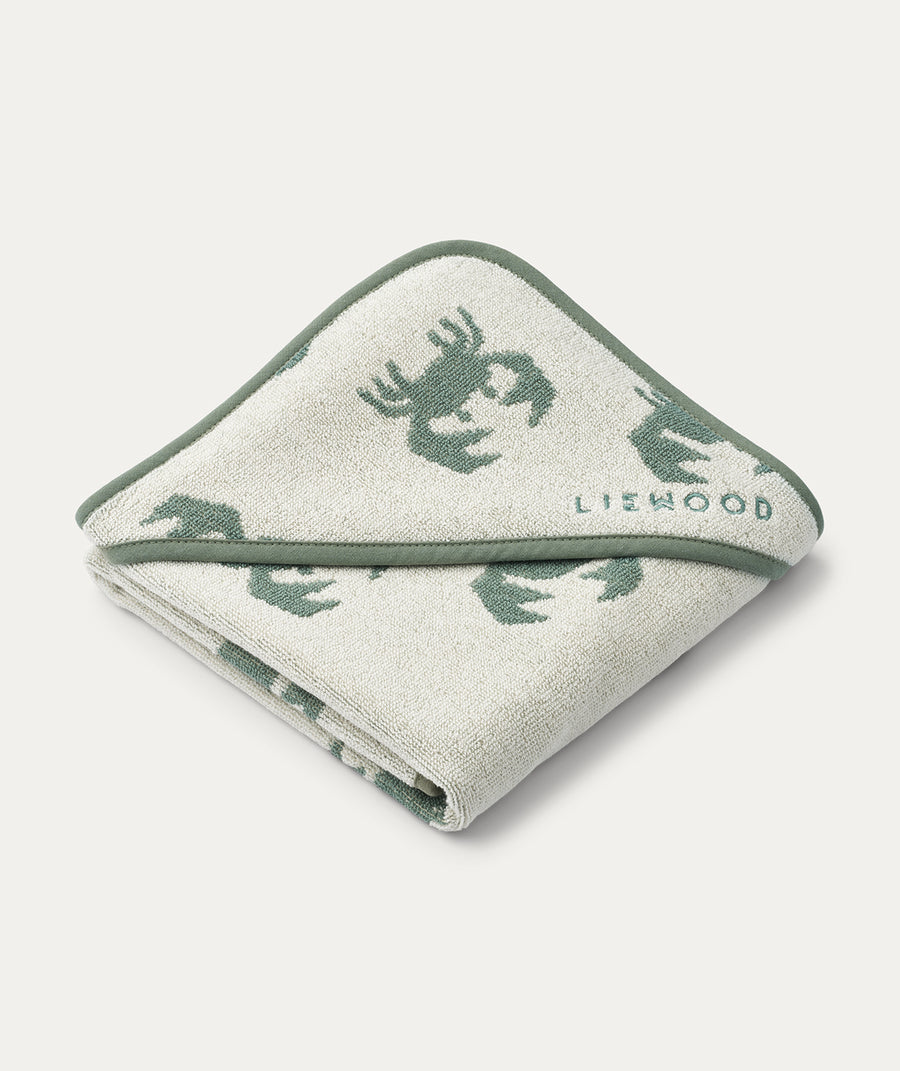 Alba Yarn Dyed Hooded Baby Towel - Crab / Sandy