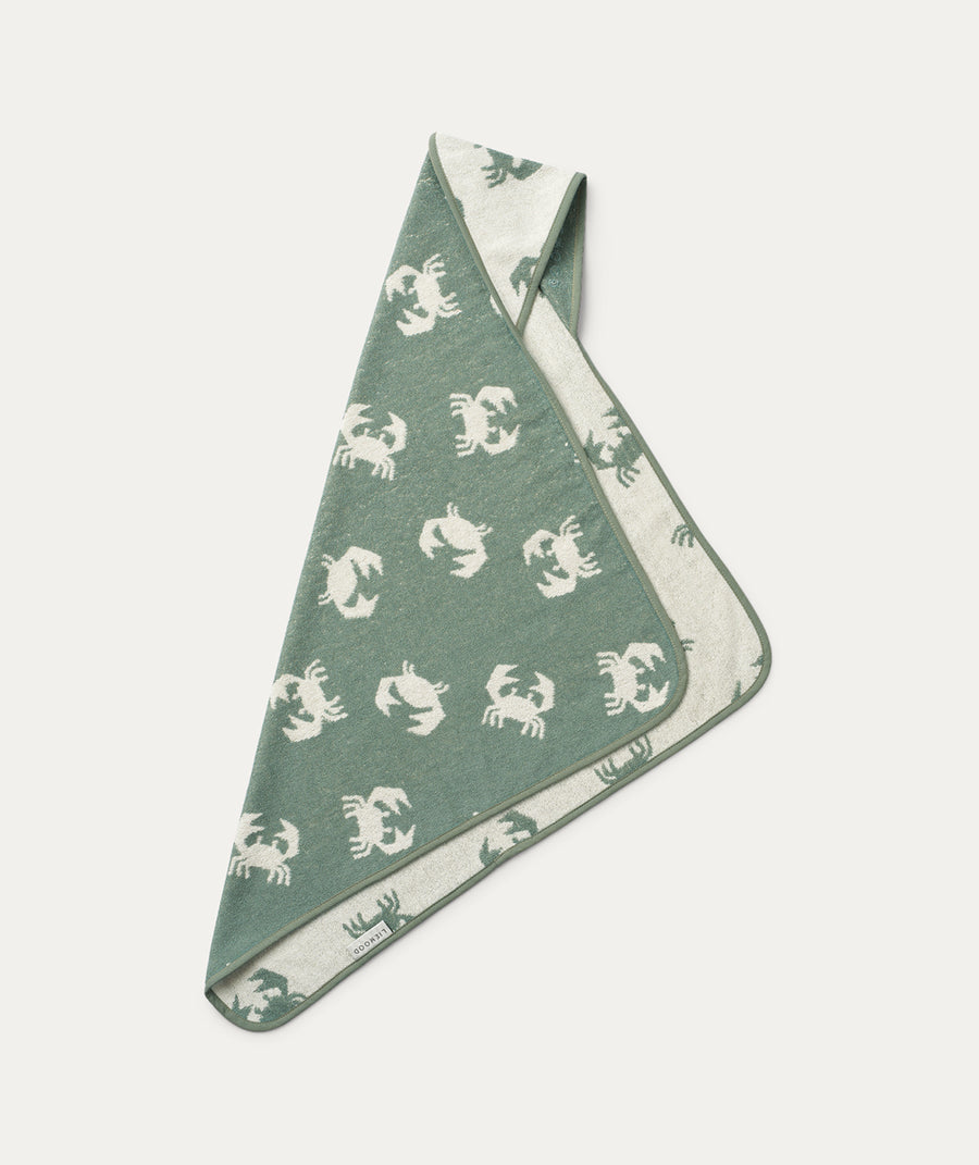 Alba Yarn Dyed Hooded Baby Towel - Crab / Sandy