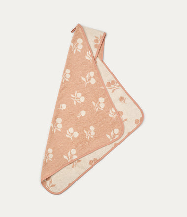 Alba Yarn Dyed Hooded Baby Towel - Peach / Sea Shell
