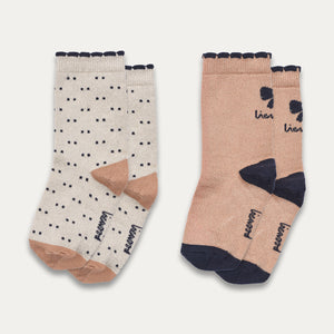 Azenore Socks 2 Pack - Bow Tuscany rose / Double dots mix