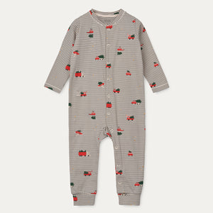 Birk Printed Pyjamas Jumpsuit - Holiday vehicles / Stripe navy