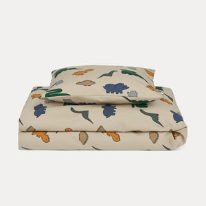Ingeborg Junior Printed Bedding - Dinosaurs / Mist