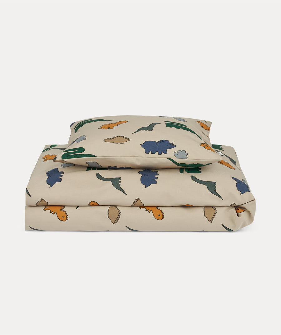 Ingeborg Junior Printed Bedding - Dinosaurs / Mist