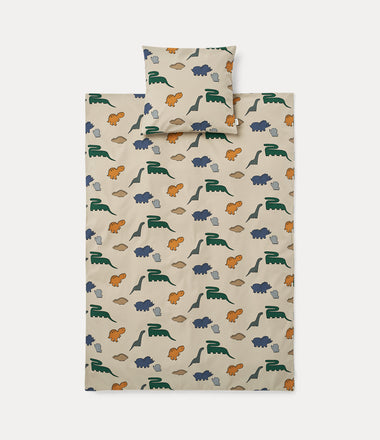 Ingeborg Junior Printed Bedding - Dinosaurs / Mist