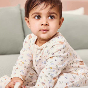 Bear Print Two Way Zip Up Sleepsuit - Honey Bear Print