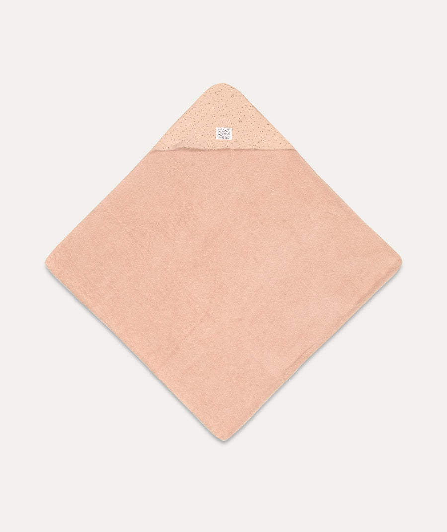 Muslin/Terry Hooded Towel - Dots Peach Rose