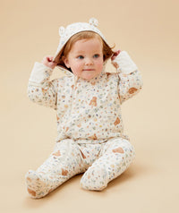 Thumbnail for Bear Print Pramsuit - Honey Bear Print