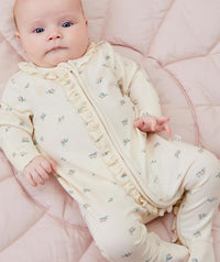 Thumbnail for Ribbed Floral Print Two Way Zip Up Sleepsuit - Floral Print