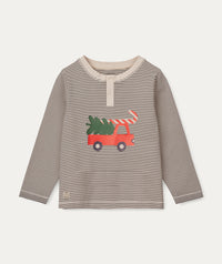 Thumbnail for Wilhelm Pyjama Set - Holiday vehicle / Stripe navy