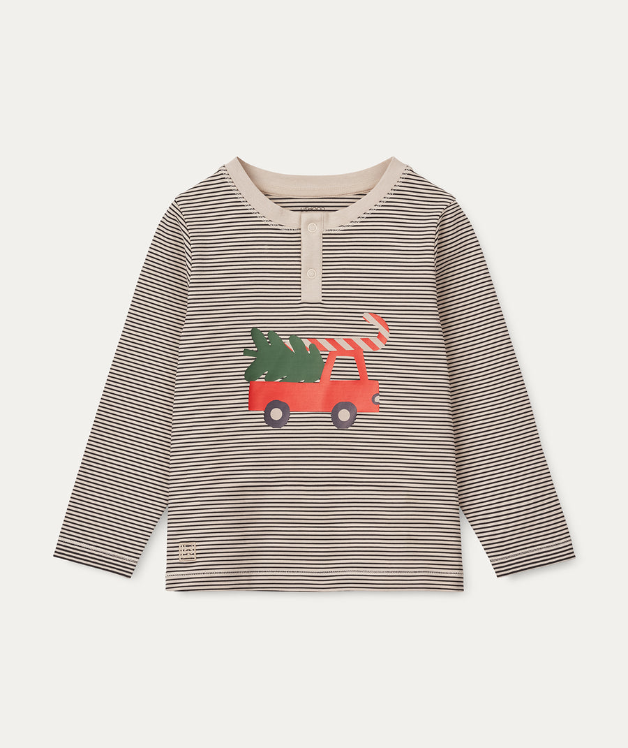 Wilhelm Pyjama Set - Holiday vehicle / Stripe navy