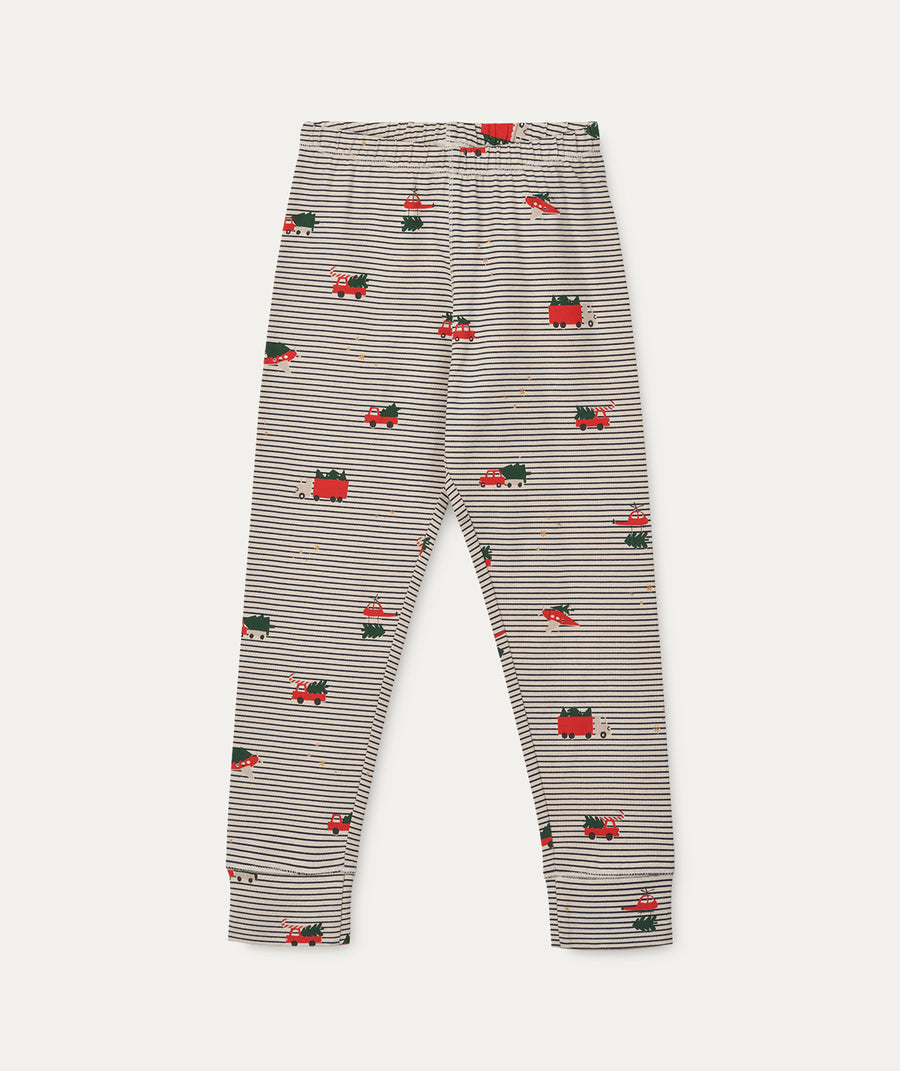 Wilhelm Pyjama Set - Holiday vehicle / Stripe navy