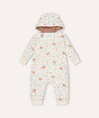 Thumbnail for Bear Print Pramsuit - Honey Bear Print