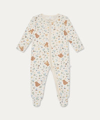 Thumbnail for Bear Print Two Way Zip Up Sleepsuit - Honey Bear Print