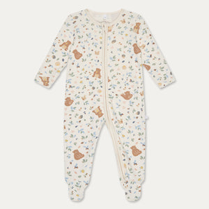 Bear Print Two Way Zip Up Sleepsuit - Honey Bear Print