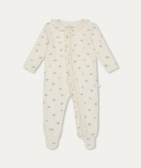 Thumbnail for Ribbed Floral Print Two Way Zip Up Sleepsuit - Floral Print