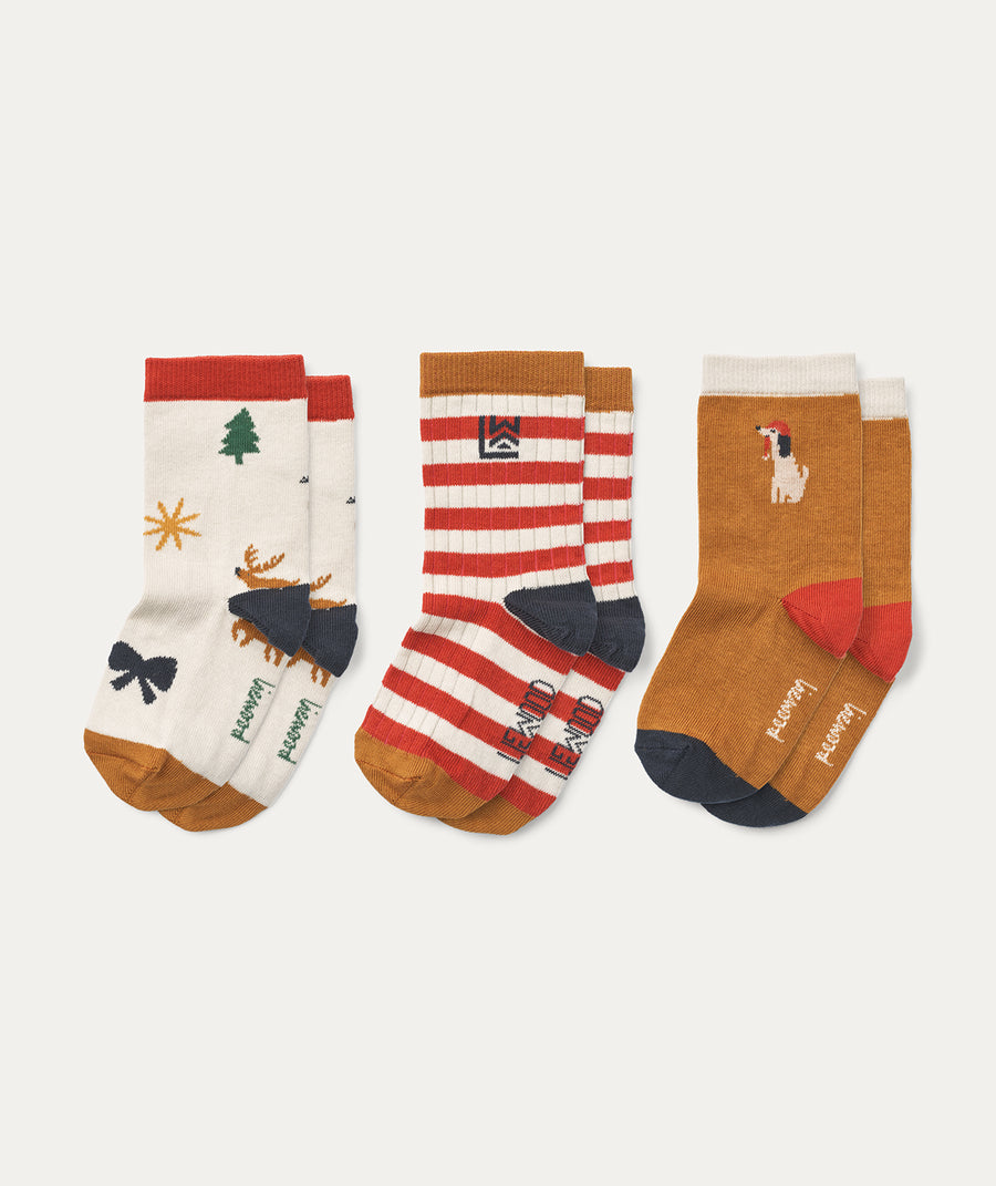 3 Pack Silas Socks - Holiday / Sandy mix