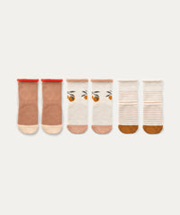 Thumbnail for 3 Pack Eloy Anti Slip Baby Socks - Peach / Sandy Mix