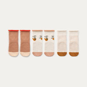3 Pack Eloy Anti Slip Baby Socks - Peach / Sandy Mix
