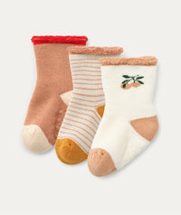 Thumbnail for 3 Pack Eloy Anti Slip Baby Socks - Peach / Sandy Mix