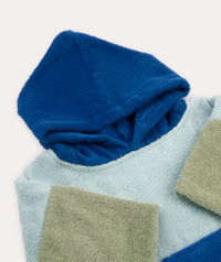 Thumbnail for Colourblock Towelling Poncho - Pale Blue Mix