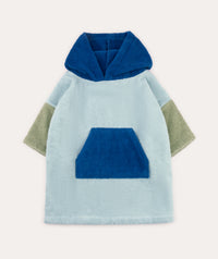 Thumbnail for Colourblock Towelling Poncho - Pale Blue Mix