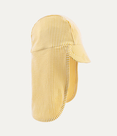 Seersucker Sun Hat -  Yellow Seersucker