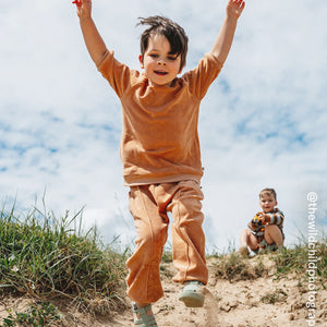 Towelling Short Sleeve Sweatshirt - Biscuit