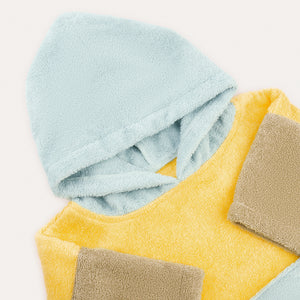 Colourblock Towelling Poncho - Yellow Mix