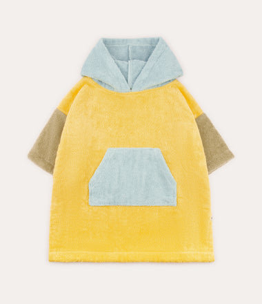 Colourblock Towelling Poncho - Yellow Mix