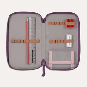 School Triple Pencil Case Unique - Rose Neon-Orange