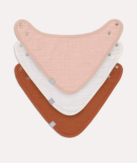 Thumbnail for Muslin Terry Bandana Bibs - Powder Pink/Milky/Rust