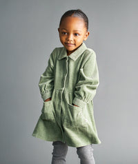 Thumbnail for Organic Cord Shirt Dress -  Hedge Green