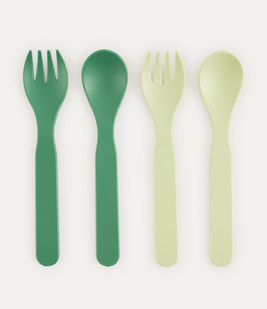 4 Pack Eco Spoons & Forks - Green