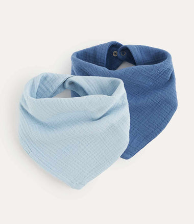 2 Pack Double Layer Bandana Bib - Blue
