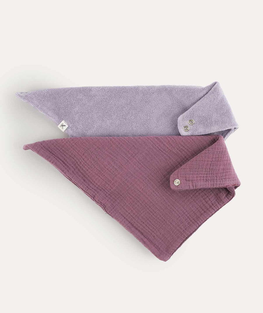 2 Pack Double Layer Bandana Bib - Purple