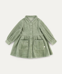 Thumbnail for Organic Cord Shirt Dress -  Hedge Green