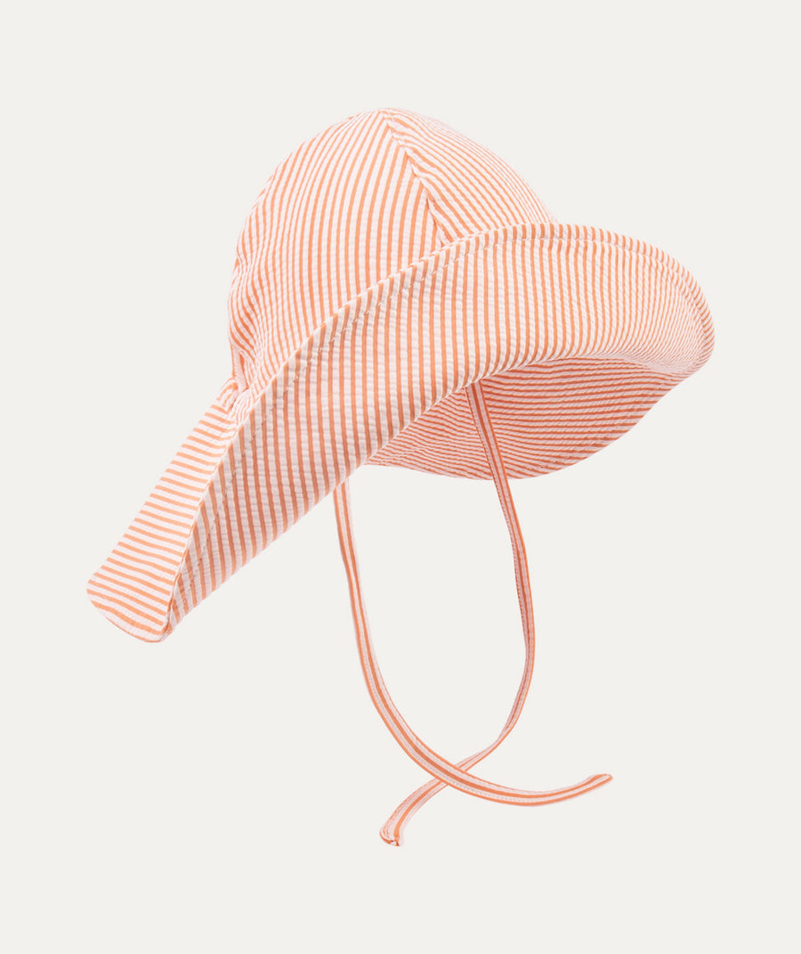 Floppy Swim Hat -  Coral Seersucker