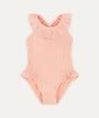 Seersucker Frill Swimsuit -  Coral Seersucker