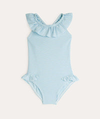 Thumbnail for Seersucker Frill Swimsuit - Soft Blue Stripe