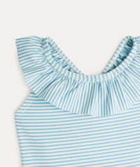 Thumbnail for Seersucker Frill Swimsuit - Soft Blue Stripe