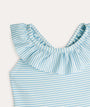 Seersucker Frill Swimsuit - Soft Blue Stripe