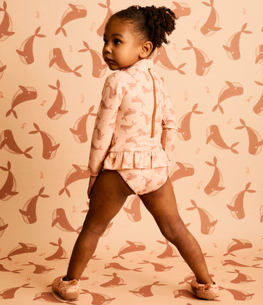 Recycled Long Sleeve Swimsuit -  Whale Print