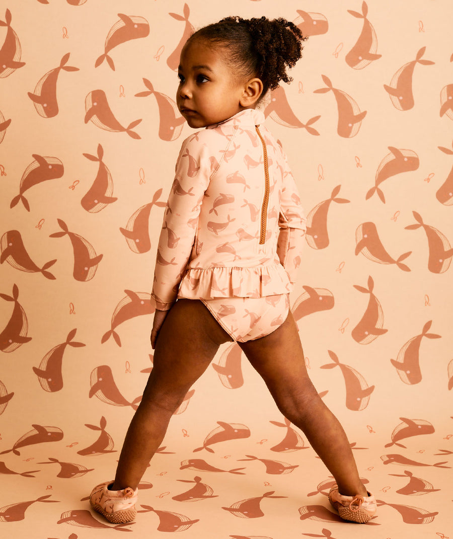 Recycled Long Sleeve Swimsuit -  Whale Print