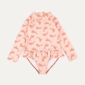 Recycled Long Sleeve Swimsuit -  Whale Print