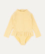 Seersucker Long Sleeve Swimsuit -  Yellow Seersucker