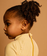 Thumbnail for Seersucker Long Sleeve Swimsuit -  Yellow Seersucker