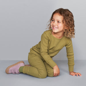 Organic Ribbed Legging - Olive