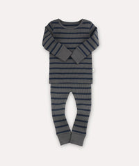 Thumbnail for Organic Rib Set - Navy/Grey stripe